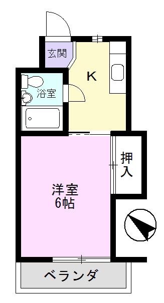 中央ビル(1K/6階)の間取り写真