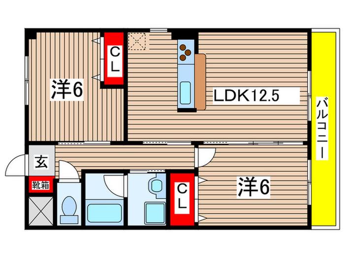 サンモールII(2LDK/2階)の間取り写真