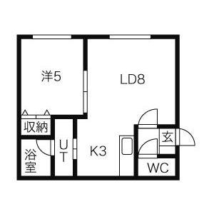 シャレー参番館(1LDK/2階)の間取り写真