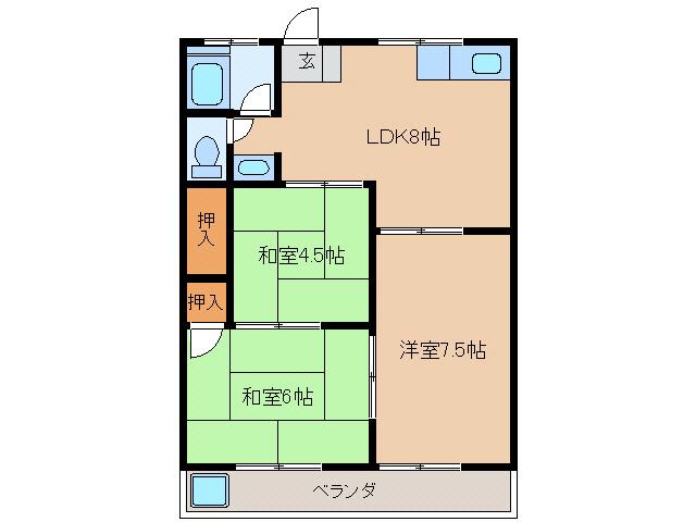 メゾンミズタ(3LDK/2階)の間取り写真