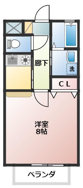 ユトリロ柱九番町2(1K/3階)の間取り写真