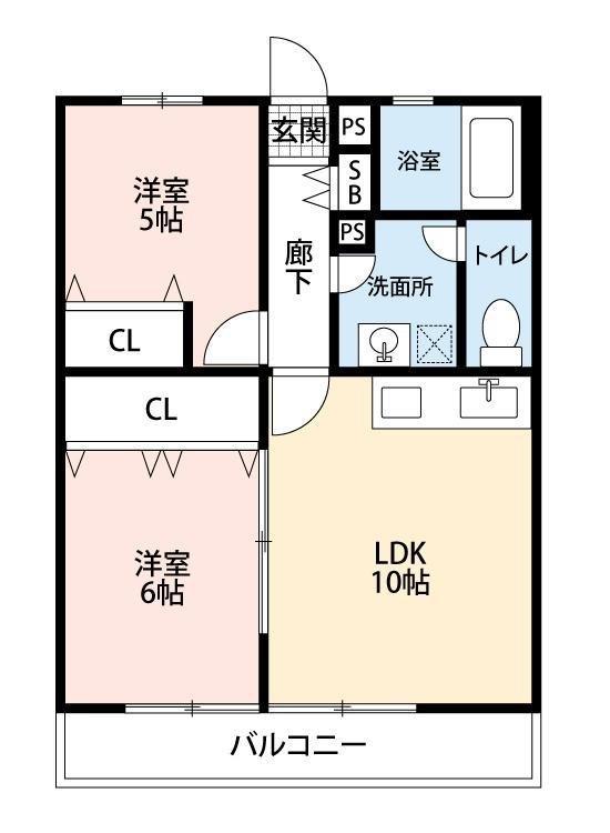 MAISON BAIKO メゾン梅香(2LDK/5階)の間取り写真