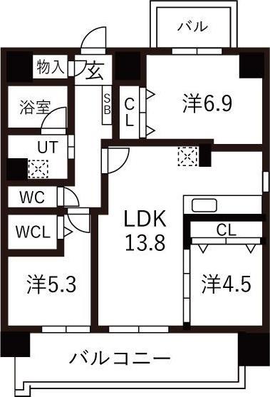 ヒルクレストELGRAND大江(3LDK/10階)の間取り写真