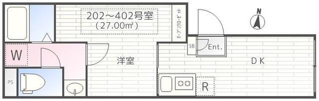 THE PARK EXIA 神楽坂(1DK/2階)の間取り写真