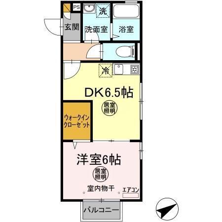 スマートF(1DK/2階)の間取り写真