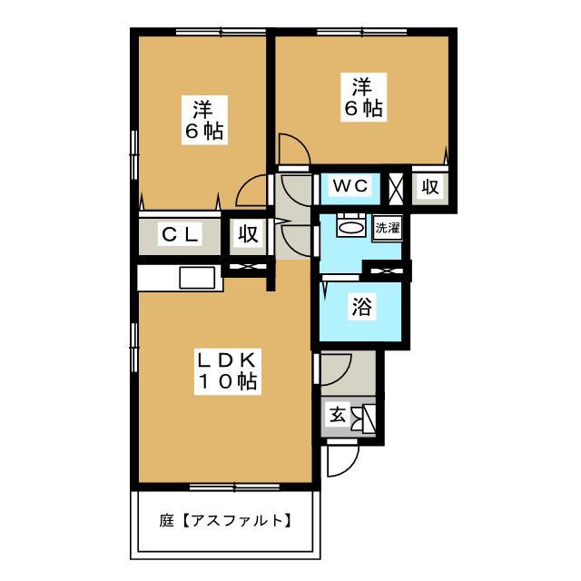 メープル・クロス・タカツカI番館(2LDK/1階)の間取り写真