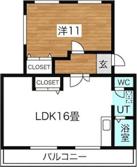 ファミール豊明(1LDK/4階)の間取り写真