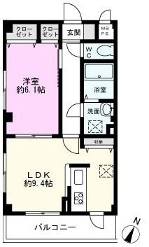 メゾン カンフリエ(1LDK/1階)の間取り写真