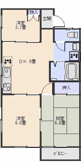 プレステージ成田(3DK/1階)の間取り写真