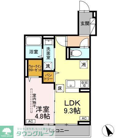 D PAINA 鷺沼(1LDK/1階)の間取り写真