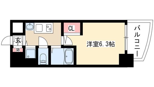 プレサンスSAKAEリバースタイル(1K/8階)の間取り写真