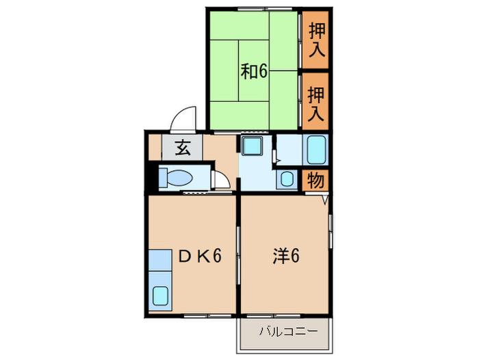 第5 ハウス友行(2DK/2階)の間取り写真