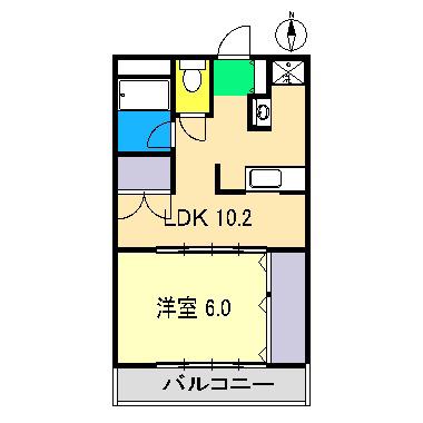 フィール岡豊I(1LDK/1階)の間取り写真