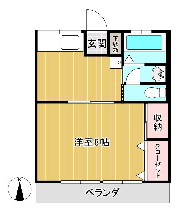 メゾンド小川(1DK/1階)の間取り写真