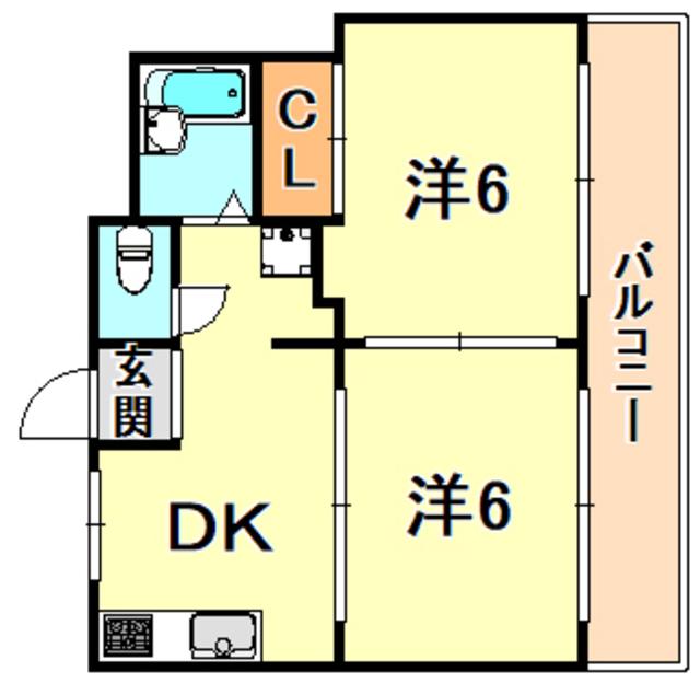 NOBSUN湊川公園(2DK/4階)の間取り写真