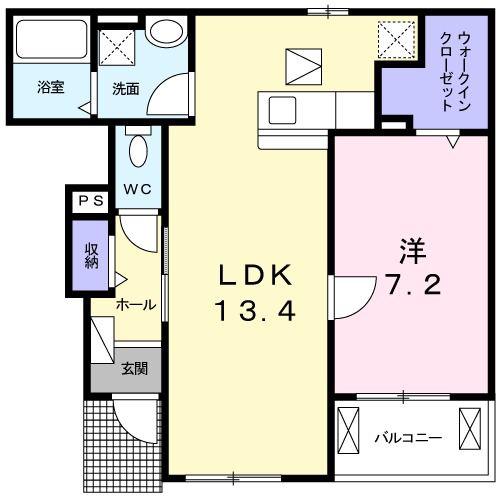 インクルードピュア・III(1LDK/1階)の間取り写真
