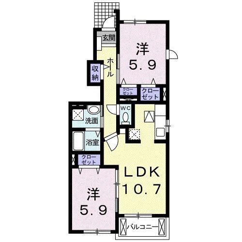 ソレイユ・S II(2LDK/1階)の間取り写真