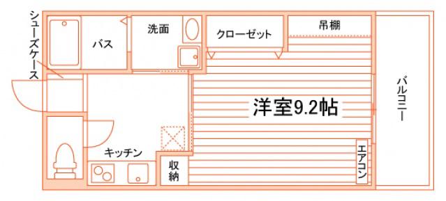 アーバンテラス奉還町(1K/2階)の間取り写真