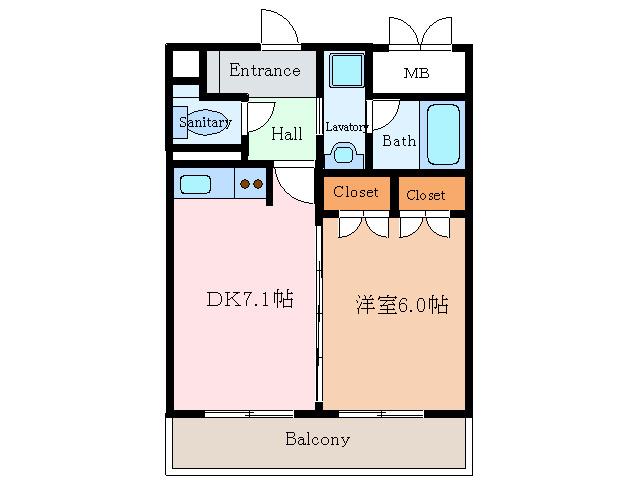 TS CASA SECONDO(1DK/2階)の間取り写真