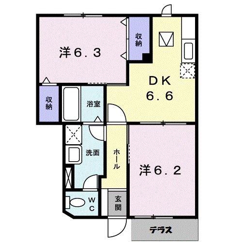 メゾンサンパティークA(2DK/1階)の間取り写真