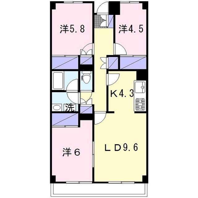 ファミーユ大和(3LDK/2階)の間取り写真