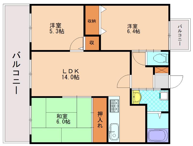 シャンポールセイコウ(3LDK/4階)の間取り写真