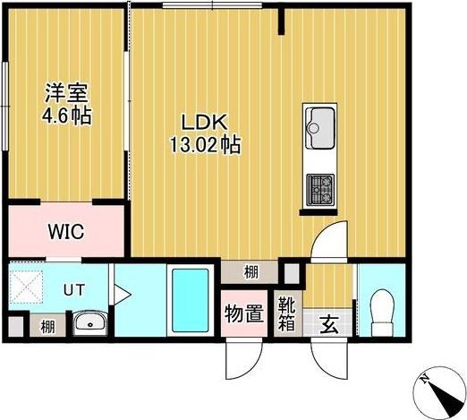 ネコフィーノ・モネ(1LDK/1階)の間取り写真