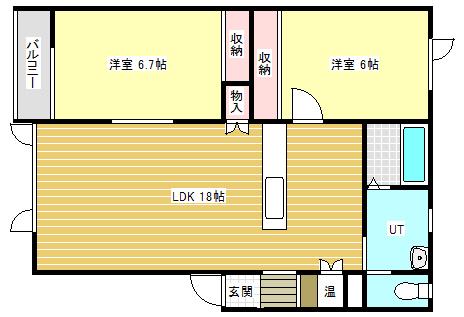 GRAND OAKI(2LDK/1階)の間取り写真