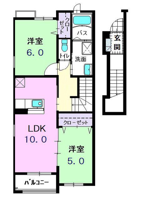 カーサ ボニ-ト(2LDK/2階)の間取り写真