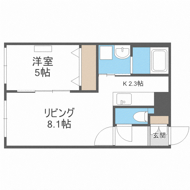 グランメール南8ウエスト(1LDK/3階)の間取り写真