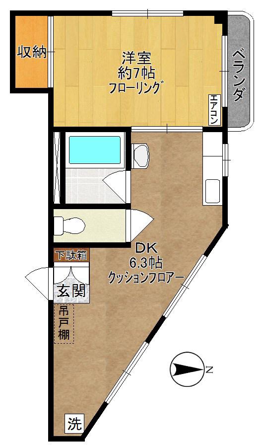 UNOマンション(1DK/1階)の間取り写真
