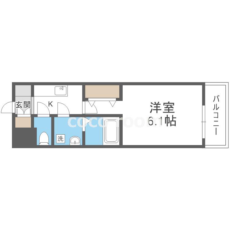 レジュールアッシュ福島レジデンス(1K/7階)の間取り写真
