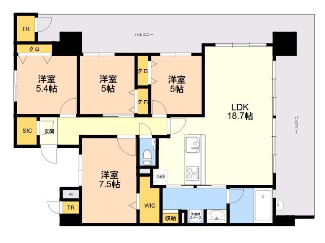 S-RESIDENCE愛宕サウス(4LDK/10階)の間取り写真