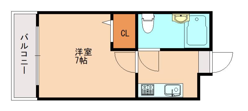 APAHOME飯塚II(1K/1階)の間取り写真