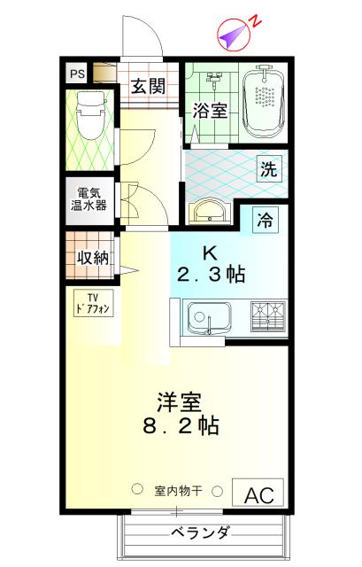 スプルース.シャンブル(ワンルーム/2階)の間取り写真