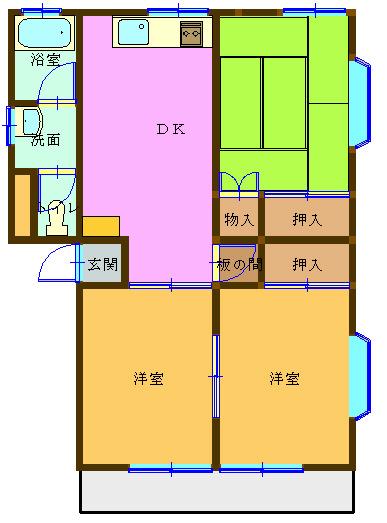アーバンハイム21(3DK/2階)の間取り写真