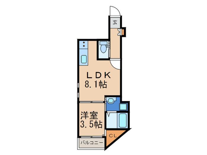 コルテス千早(1LDK/2階)の間取り写真