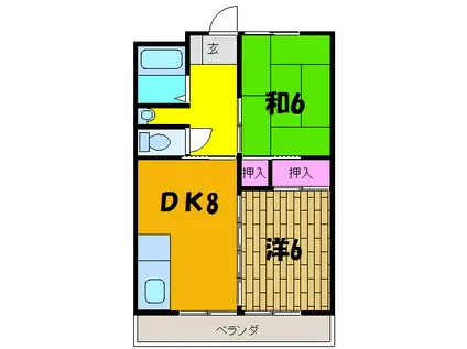 メゾン石井(2DK/2階)の間取り写真