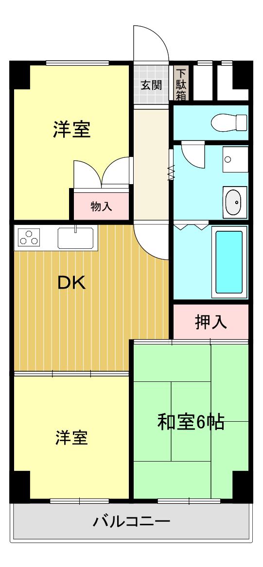 弊社管理物件短期・ベルテ川越(3DK/3階)の間取り写真