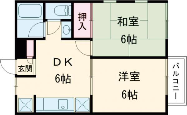 エクセレント南吉成壱番館(2DK/1階)の間取り写真