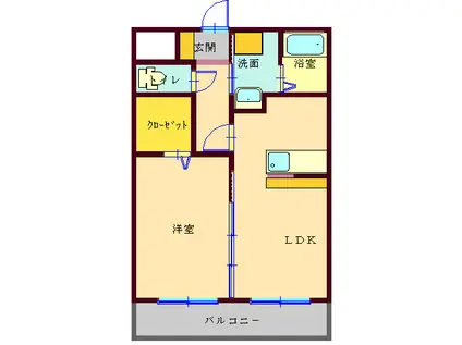 エスポワールポルト(1LDK/3階)の間取り写真