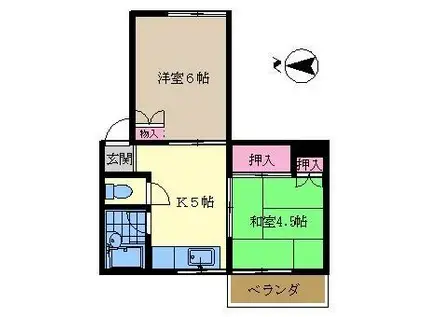 朝比奈ハイツ(2K/2階)の間取り写真