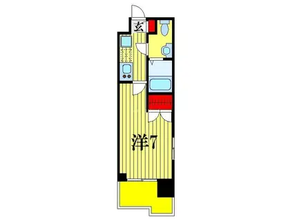 パークキューブ北松戸(1K/9階)の間取り写真