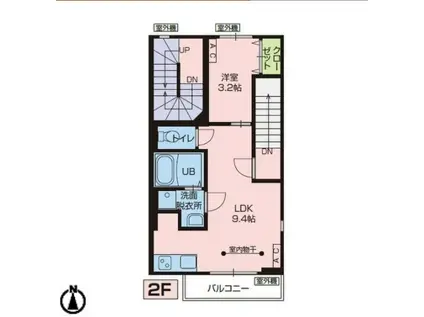 GRIT・NEO C棟(1LDK/2階)の間取り写真