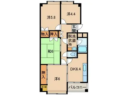 メゾンリビエール(4DK/2階)の間取り写真