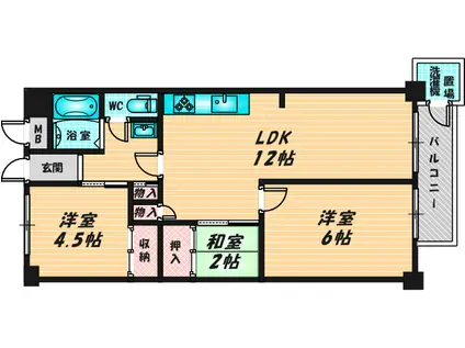 八戸の里グランド・マンションA棟(2SLDK/2階)の間取り写真