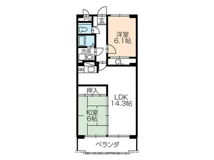 NH菰口(2LDK/4階)の間取り写真