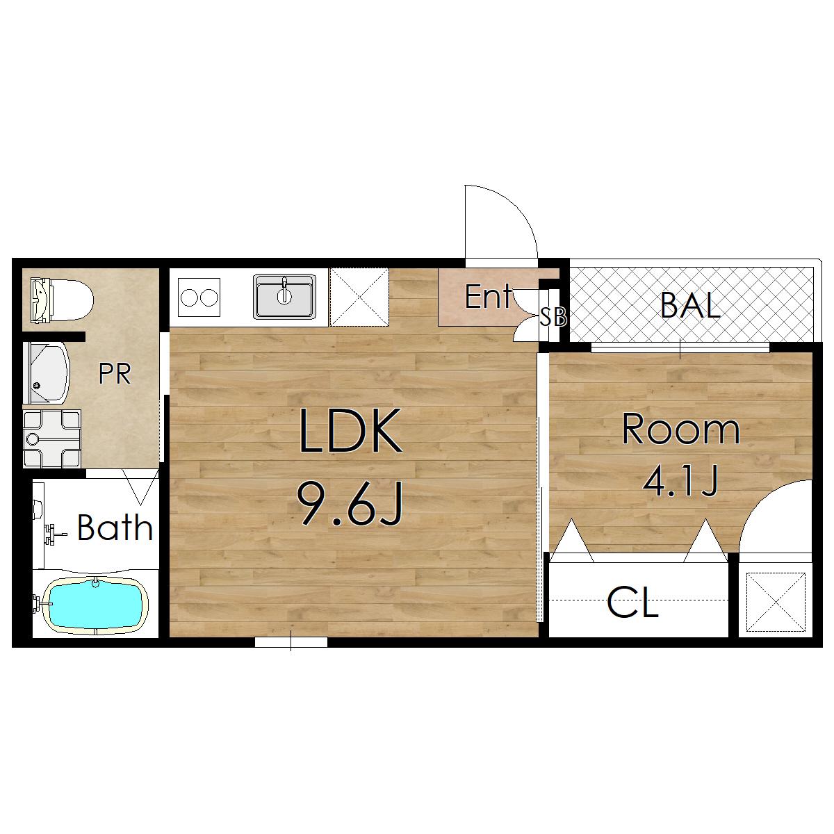 FMAISONLEABE(1LDK/3階)の間取り写真