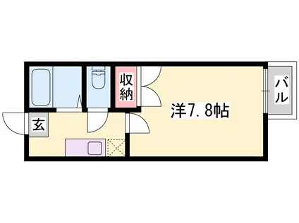エトランス太子(1K/1階)の間取り写真
