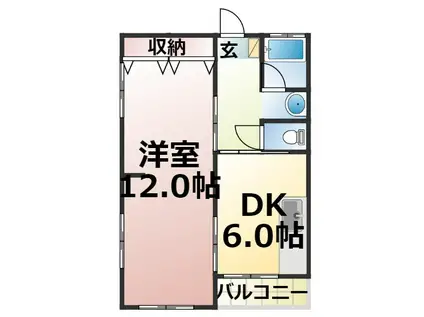 小松ビル(1DK/3階)の間取り写真